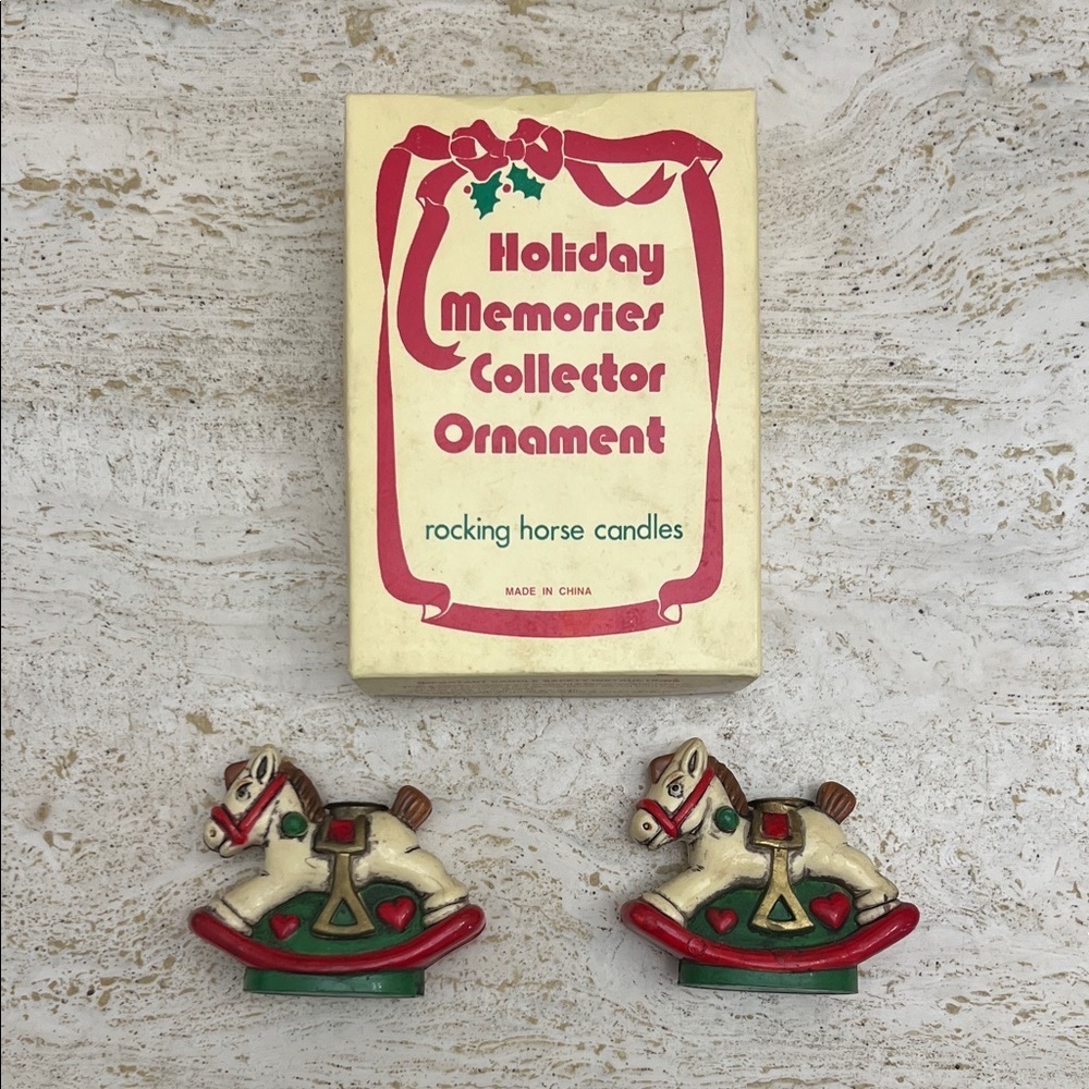 Vintage Holiday memories collector ornament rocking horse candle holders - Picture 1 of 8